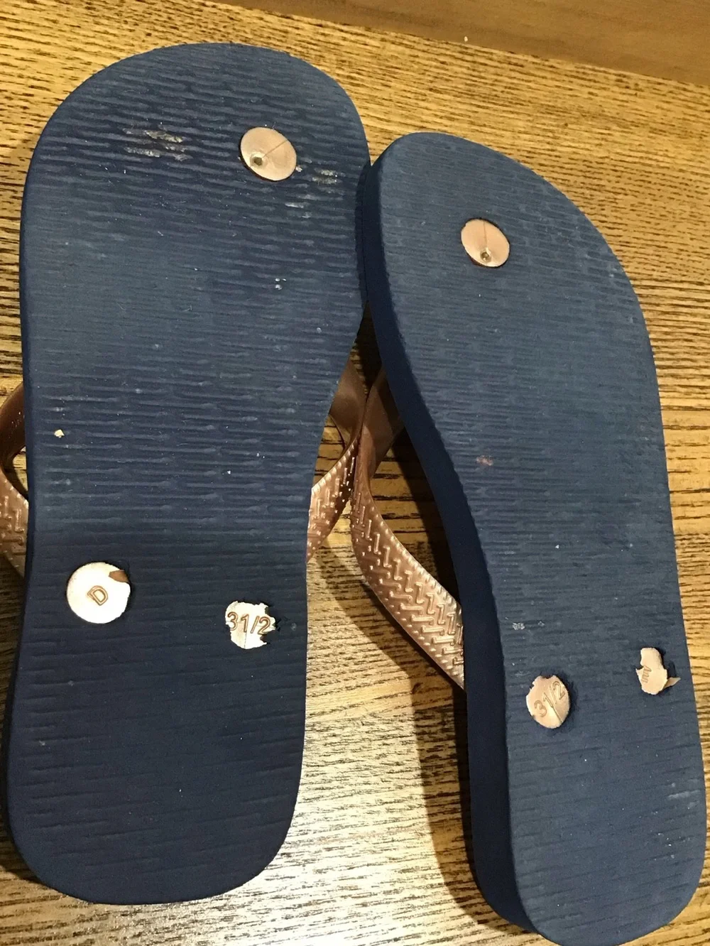 Havaianas Kids Navy & Pink Parrot Flip Flops - Rose Gold Straps